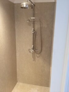 Botticino Marble Floor And Wall Cladding Shower Bathroom London