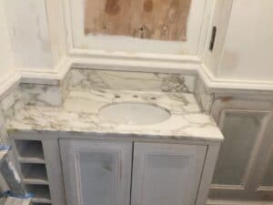 Calacatta Arabescato Vagli Italian Marble Bathroom Vanity Top Undermounted Sink London