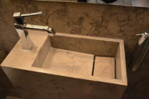 Corcovado Brazillian Limestone Cloakroom With Custom Made Sink Wall Floor 2