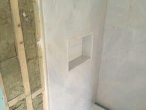 Crema Evora Marble Bathroom Wall Inset Shelf Niche London